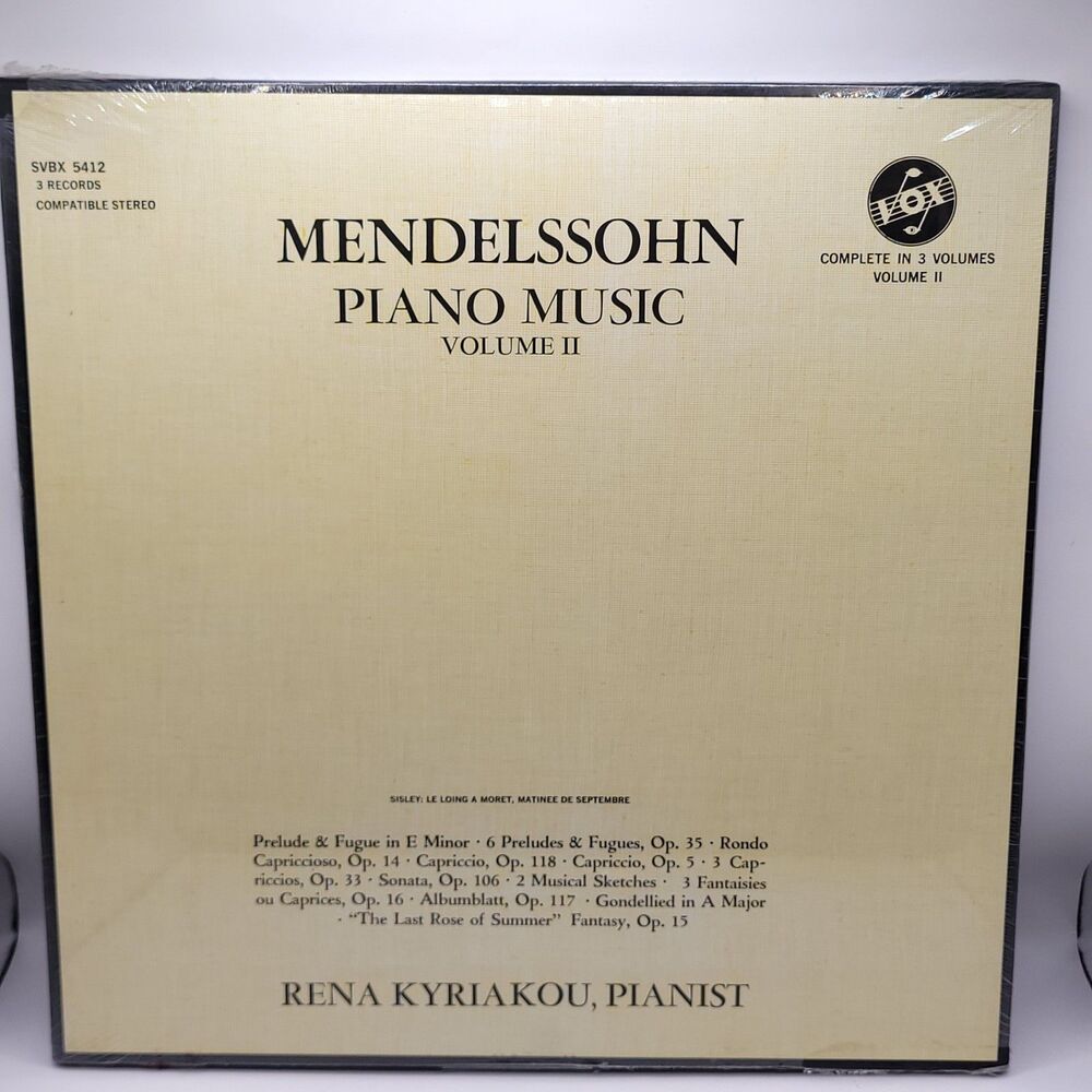 New Mendelssohn Piano Music Volume II Rena Kyriakou 3xLP Box Set VOX SVBX 5412